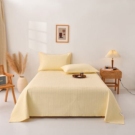 上喜 热卖纯色全棉水洗棉床盖 云初黄