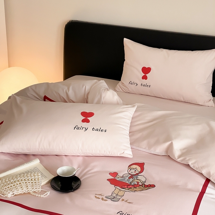 91家纺网 家纺一手货源 找家纺 旷野 2024新款100支全棉磨毛刺绣四件套 少女日记