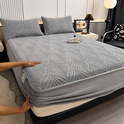 91家纺网 家纺一手货源 找家纺 （总）好眠好梦 相思叶牛奶绒复合三明治床笠