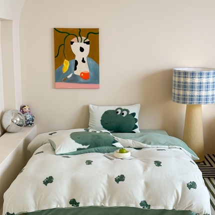 91家纺网 家纺一手货源 找家纺 （总）觅糖 2024新款满版卡通牛奶绒套件