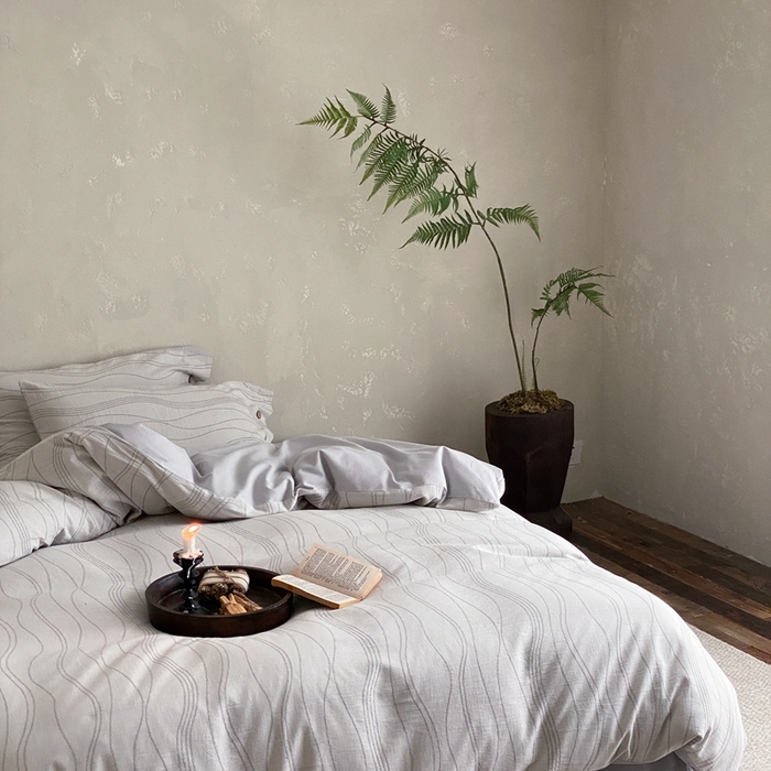 91家纺网 家纺一手货源 找家纺 旷野 2024新款全棉色织大提花磨毛四件套 岛屿-灰