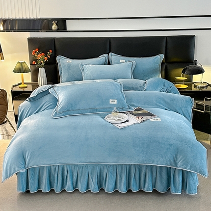 雨洋家纺 2025新款牛奶绒四件套系列 天空蓝
