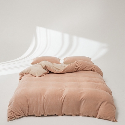 91家纺网 家纺一手货源 找家纺 （总）时光里 2024新款牛奶绒纯色双拼单被套