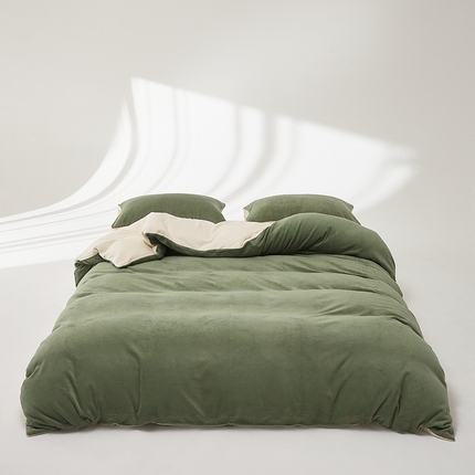 91家纺网 家纺一手货源 找家纺 （总）时光里 2024新款牛奶绒纯色双拼单被套