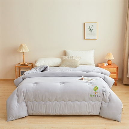 澳洲羽 2024新款A类超柔豆豆羽丝棉被 被子被芯 时尚灰