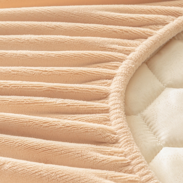 91家纺网 家纺一手货源 找家纺 鑫钰 2024秋冬新款加厚金龟绒牛奶绒床笠床垫保护罩 金龟绒-驼色