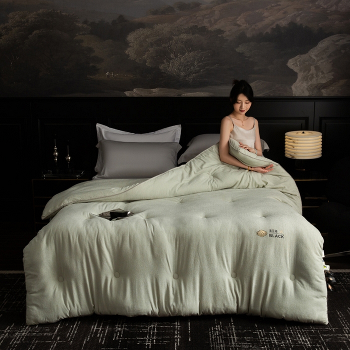 91家纺网 家纺一手货源 找家纺 被靠被 2024新款A类石墨烯3D黑金被被子被芯 3D黑金被-绿