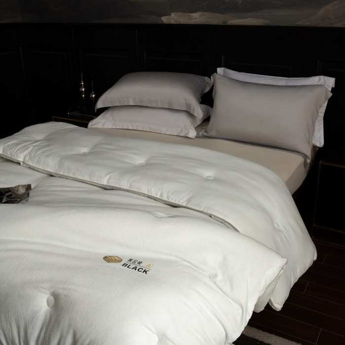 91家纺网 家纺一手货源 找家纺 被靠被 2024新款A类石墨烯3D黑金被被子被芯 3D黑金被-白