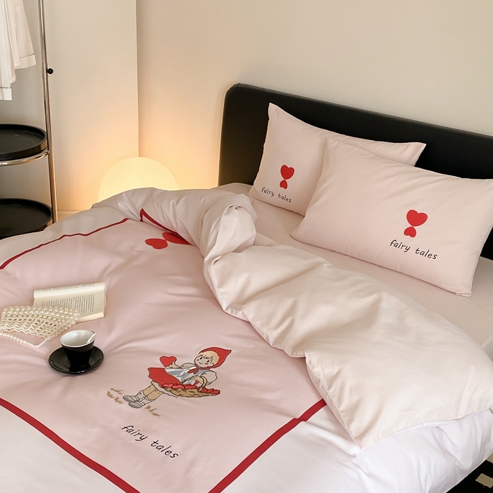 91家纺网 家纺一手货源 找家纺 旷野 2024新款100支全棉磨毛刺绣四件套 少女日记