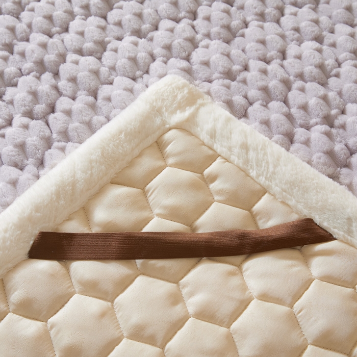 91家纺网 家纺一手货源 找家纺 鑫钰 2024秋冬新款加厚金龟绒牛奶绒床护垫床垫 金龟绒-紫灰