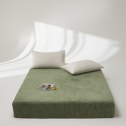 91家纺网 家纺一手货源 找家纺 （总）时光里 2024新款牛奶绒纯色双拼单床笠