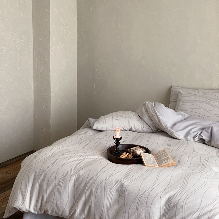 91家纺网 家纺一手货源 找家纺 旷野 2024新款全棉色织大提花磨毛四件套 岛屿-灰