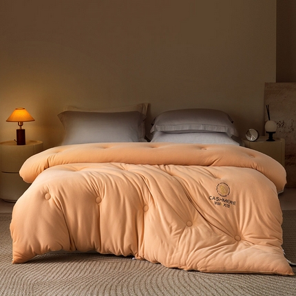 被靠被 2024新款火山绒大豆纤维被被子被芯 奶茶黄