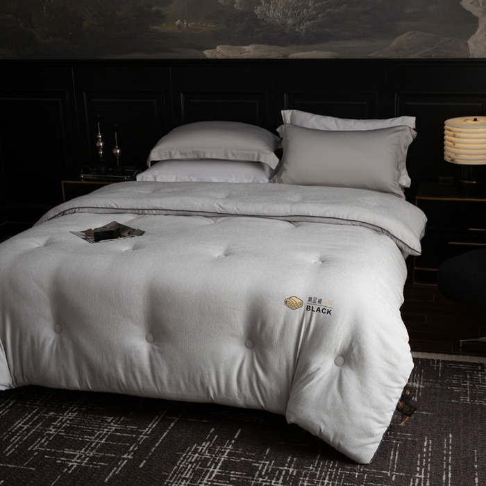 91家纺网 家纺一手货源 找家纺 被靠被 2024新款A类石墨烯3D黑金被被子被芯 3D黑金被-灰