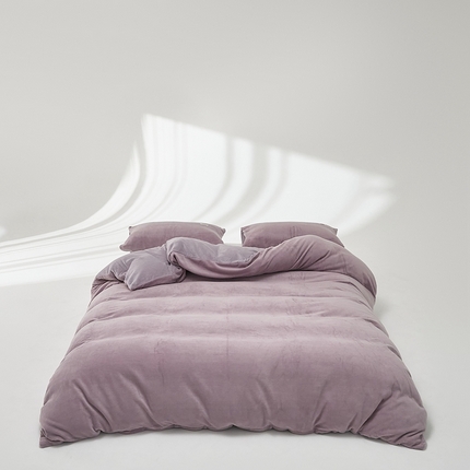 91家纺网 家纺一手货源 找家纺 （总）时光里 2024新款牛奶绒纯色双拼单被套