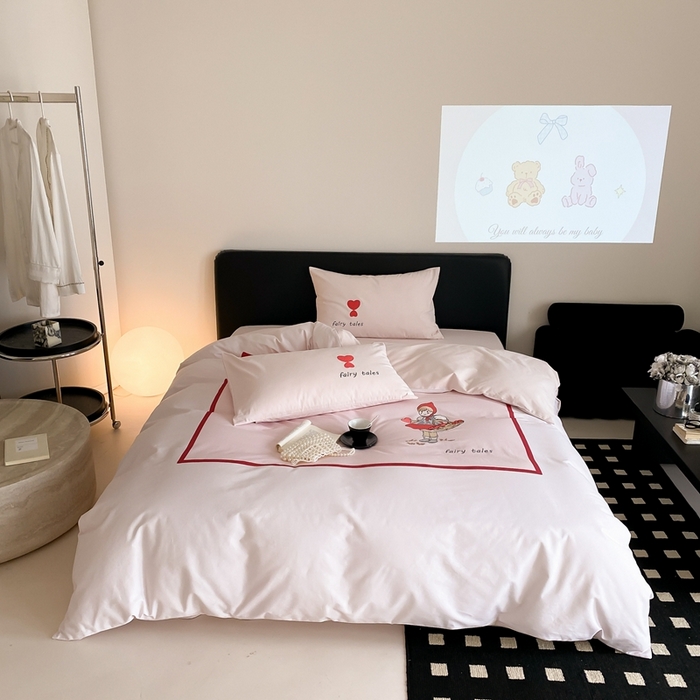 91家纺网 家纺一手货源 找家纺 旷野 2024新款100支全棉磨毛刺绣四件套 少女日记