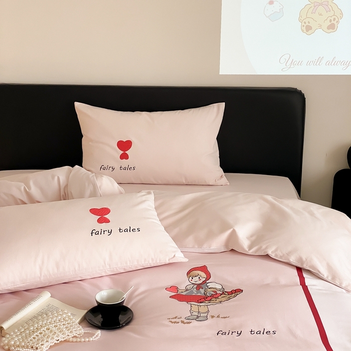 91家纺网 家纺一手货源 找家纺 旷野 2024新款100支全棉磨毛刺绣四件套 少女日记