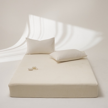 91家纺网 家纺一手货源 找家纺 （总）时光里 2024新款牛奶绒纯色双拼单床笠