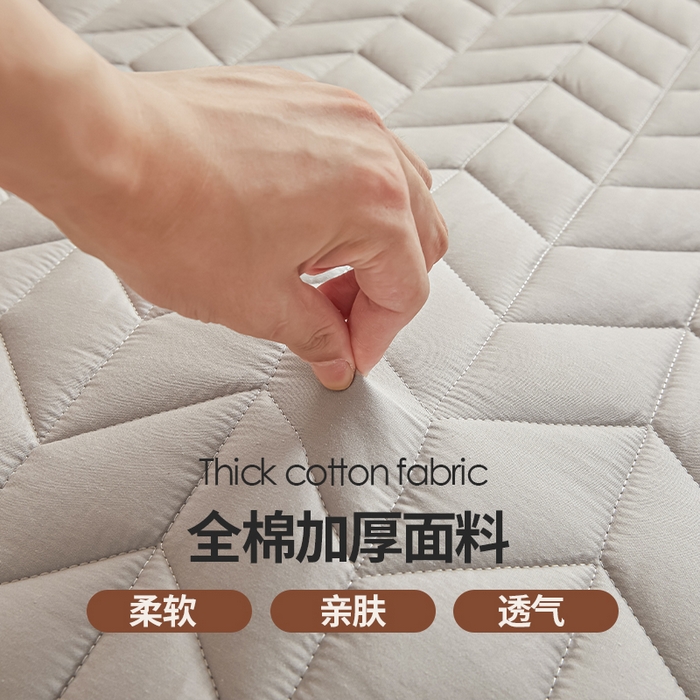 91家纺网 家纺一手货源 找家纺 丽诺床垫 2024新款升级款全棉13372抗菌防滑床护垫 灰色