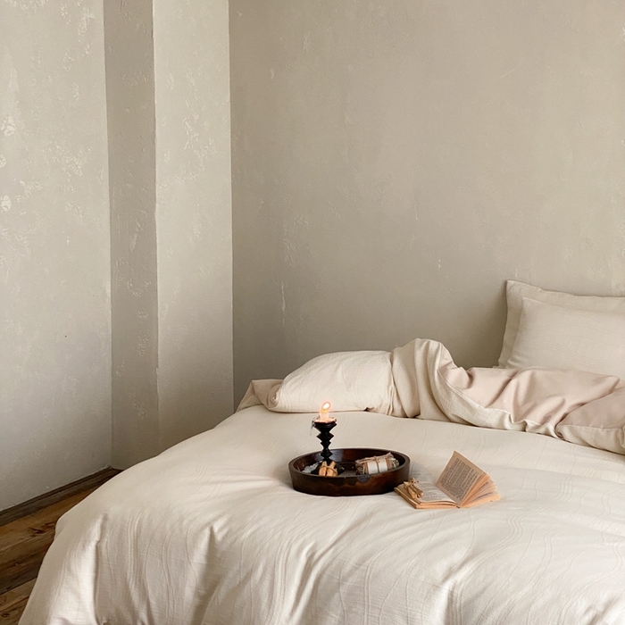 91家纺网 家纺一手货源 找家纺 旷野 2024新款全棉色织大提花磨毛四件套 岛屿-奶咖