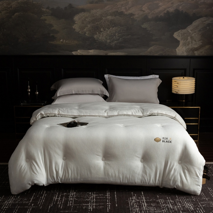 91家纺网 家纺一手货源 找家纺 被靠被 2024新款A类石墨烯3D黑金被被子被芯 3D黑金被-白