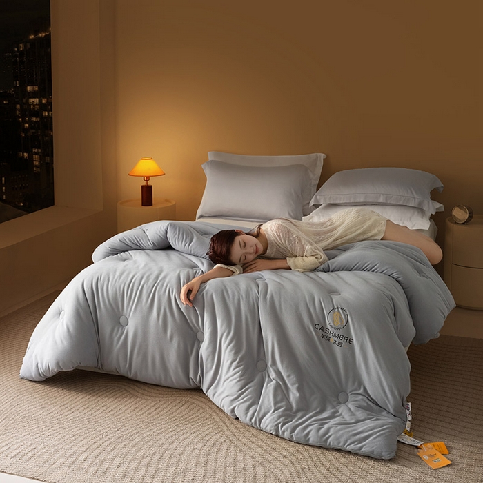 91家纺网 家纺一手货源 找家纺 被靠被 2024新款火山绒大豆纤维被被子被芯 岩石灰