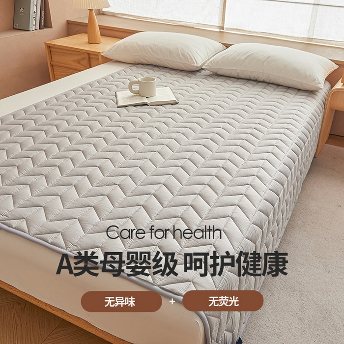 91家纺网 家纺一手货源 找家纺 丽诺床垫 2024新款升级款全棉13372抗菌防滑床护垫 灰色