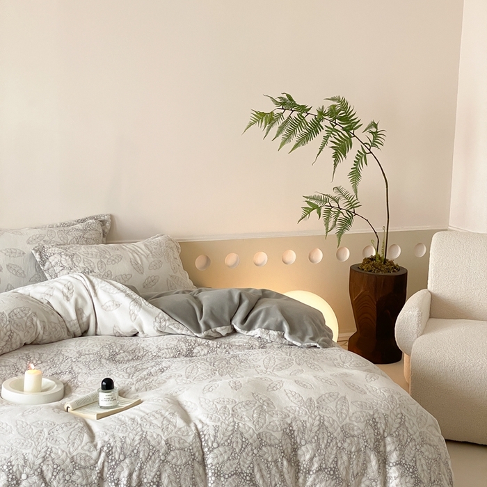 91家纺网 家纺一手货源 找家纺 旷野 2024新款双色提花雕花牛奶绒四件套 田野-灰