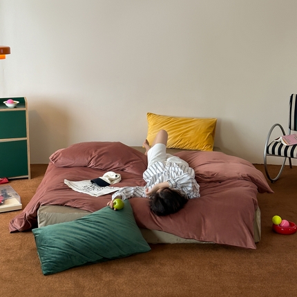 91家纺网 家纺一手货源 找家纺 （总）例外Home 2024新款日式良品天鹅绒HD混搭四件套