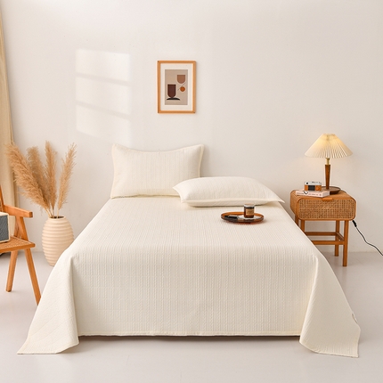 上喜 热卖纯色全棉水洗棉床盖 奶油白