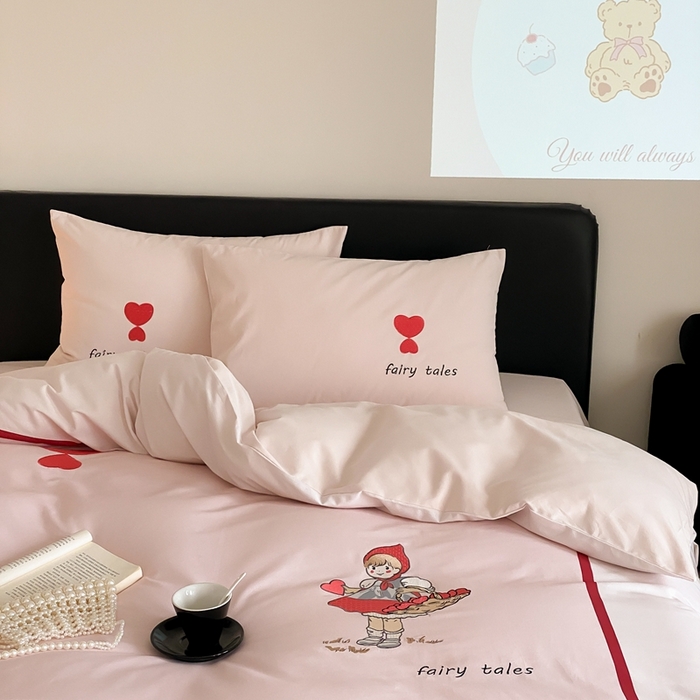 91家纺网 家纺一手货源 找家纺 旷野 2024新款100支全棉磨毛刺绣四件套 少女日记