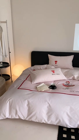 91家纺网 家纺一手货源 找家纺 旷野 2024新款100支全棉磨毛刺绣四件套 少女日记