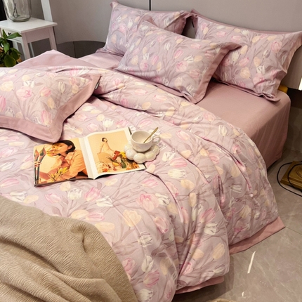 91家纺网 家纺一手货源 找家纺 薏思家纺 2025新款磨毛大飞边工艺四件套-海棠依旧系列 盛世颜