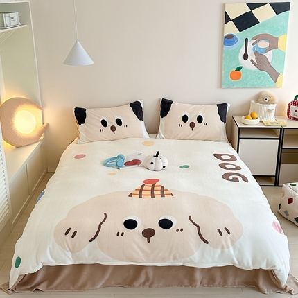 91家纺网 家纺一手货源 找家纺 （总）觅糖 2024新款牛奶绒大版印花四件套