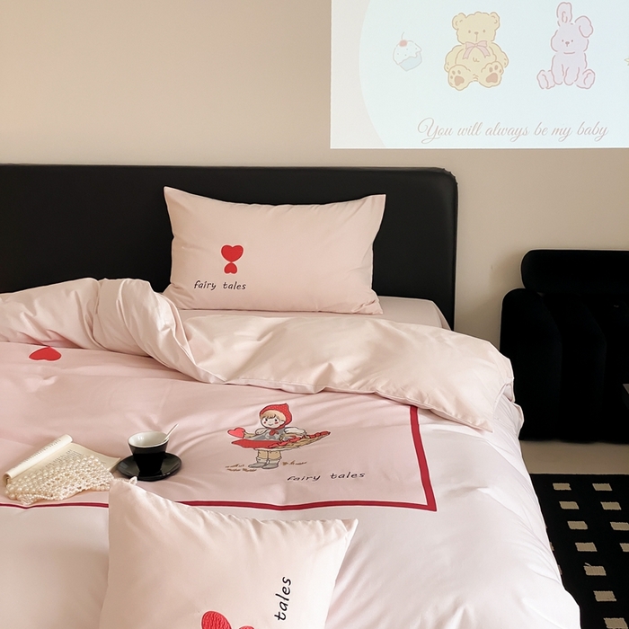 91家纺网 家纺一手货源 找家纺 旷野 2024新款100支全棉磨毛刺绣四件套 少女日记