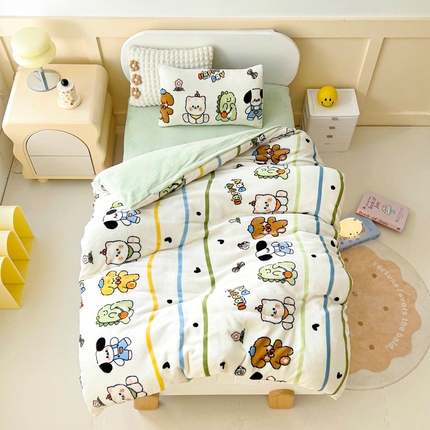 91家纺网 家纺一手货源 找家纺 （总）2025新款A类牛奶绒幼儿园被子三件套儿童卡通双面牛奶绒被套被芯六件套