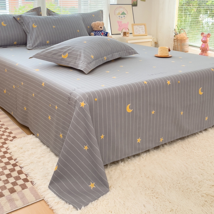 91家纺网 家纺一手货源 找家纺 春雨家居 2024新款全棉喷气印花系列单床单 星月