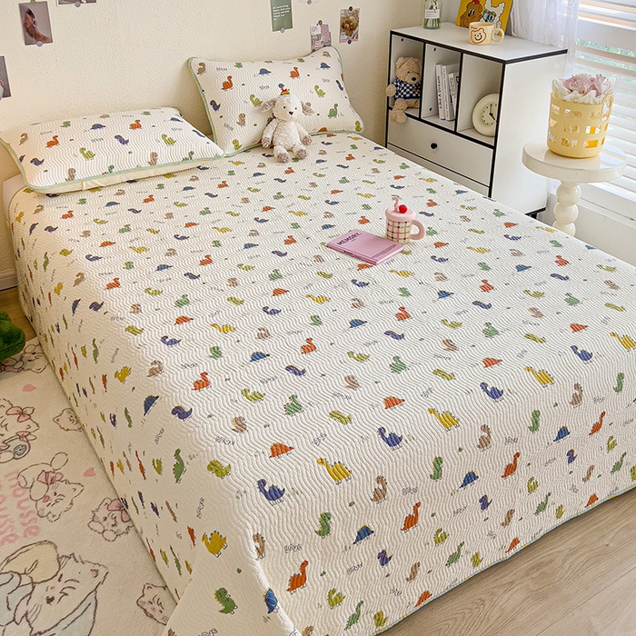 91家纺网 家纺一手货源 找家纺 羽爱家纺 2025全棉13372新疆棉花床盖三件套 恐龙茶茶