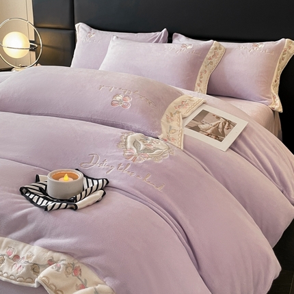 可以家居 2024新款超细旦全消光有机云绒四件套-赫拉 赫拉-优雅紫