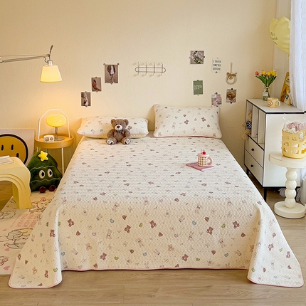 羽爱家纺 2025全棉13372新疆棉花床盖三件套 兔兔熊