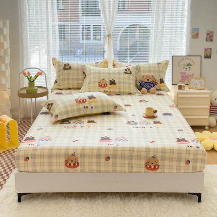春雨家居 2024新款全棉喷气印花系列单床笠 萌趣时光