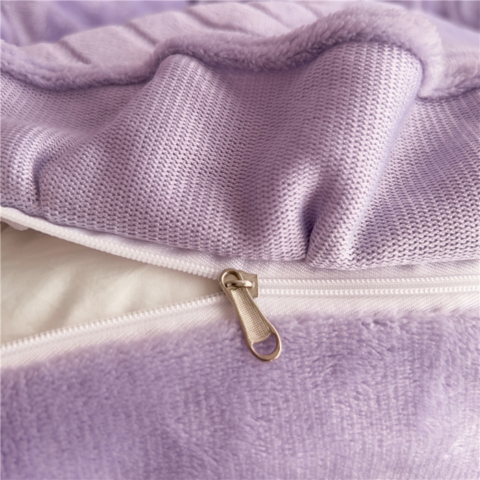 91家纺网 家纺一手货源 找家纺 十个点家纺 2024新款牛奶绒夹棉床盖三件套-唯美系列 唯美-樱紫