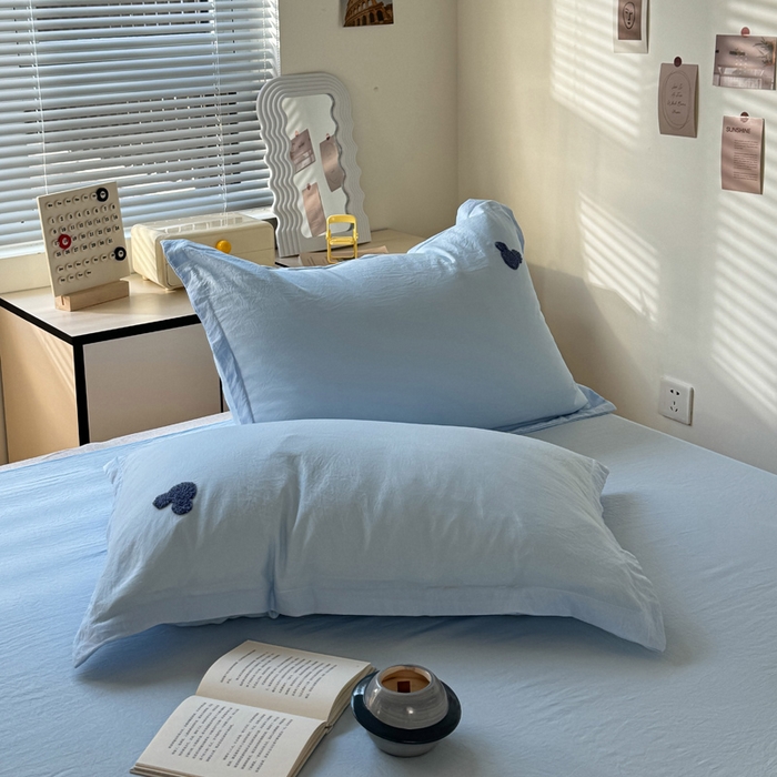 91家纺网 家纺一手货源 找家纺 布可家纺 2025新款水洗棉毛巾绣四件套 米奇-浅蓝