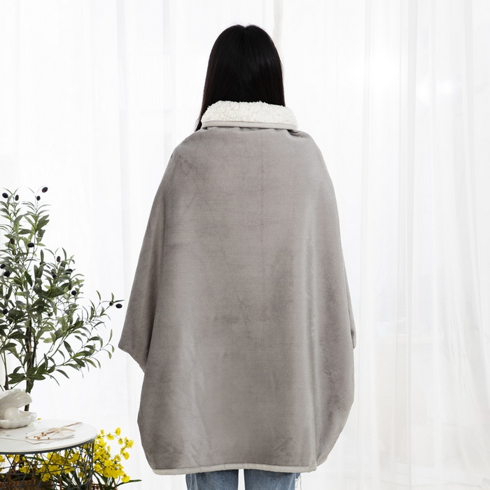 91家纺网 家纺一手货源 找家纺 美伦美焕 2024新款牛奶绒羊羔绒披肩毯 灰色