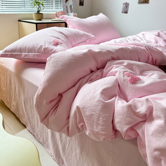 91家纺网 家纺一手货源 找家纺 布可家纺 2025新款水洗棉毛巾绣四件套 米奇-粉