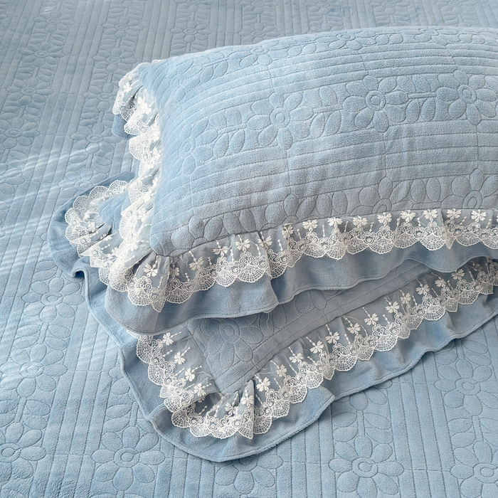 91家纺网 家纺一手货源 找家纺 淑女公社家纺 2024秋冬新款提花牛奶绒床盖款四件套 蝴蝶 蓝色