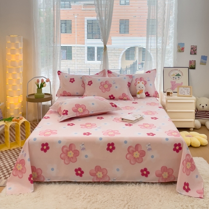 春雨家居 2024新款全棉喷气印花系列单床单 花之语