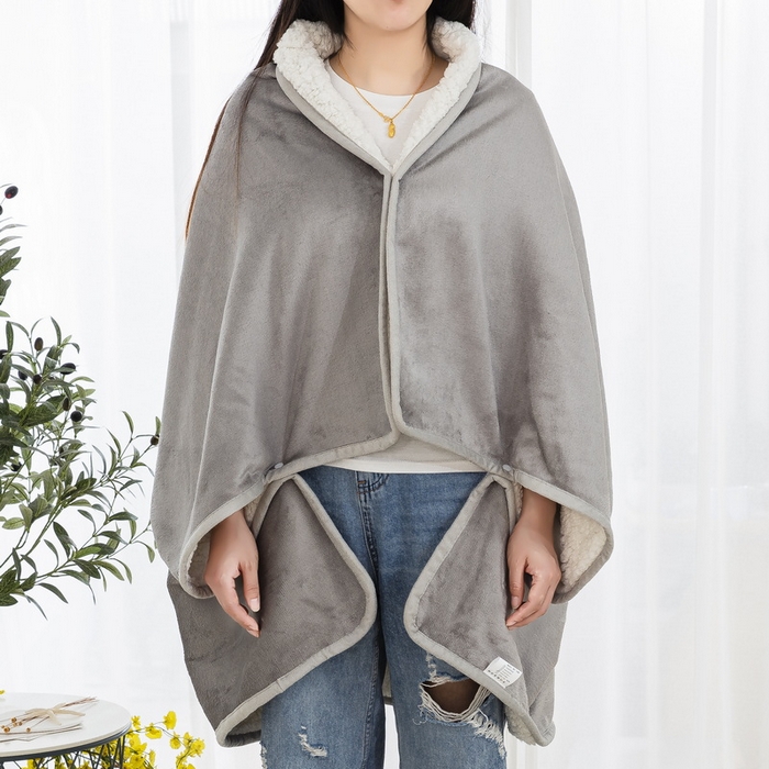 91家纺网 家纺一手货源 找家纺 美伦美焕 2024新款牛奶绒羊羔绒披肩毯 灰色