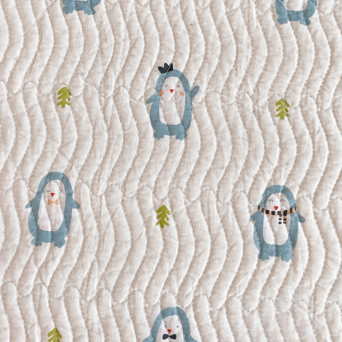 91家纺网 家纺一手货源 找家纺 羽爱家纺 2025全棉13372新疆棉花床盖四件套 肥宅企鹅