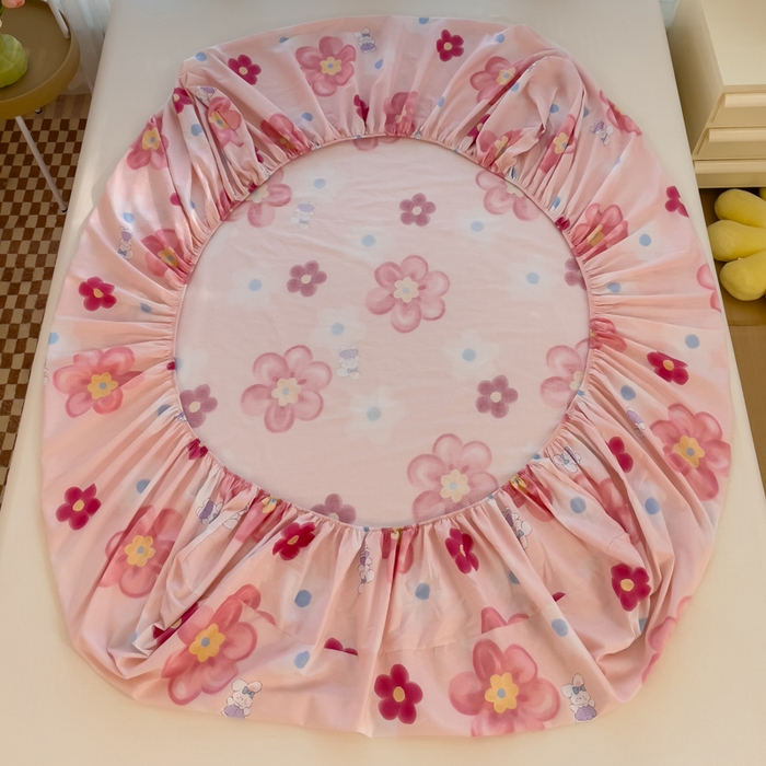 91家纺网 家纺一手货源 找家纺 春雨家居 2024新款全棉喷气印花系列单床笠 花之语